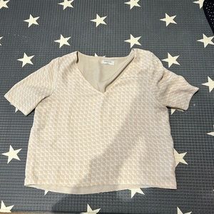 Aritzia Babaton cream and pink blouse